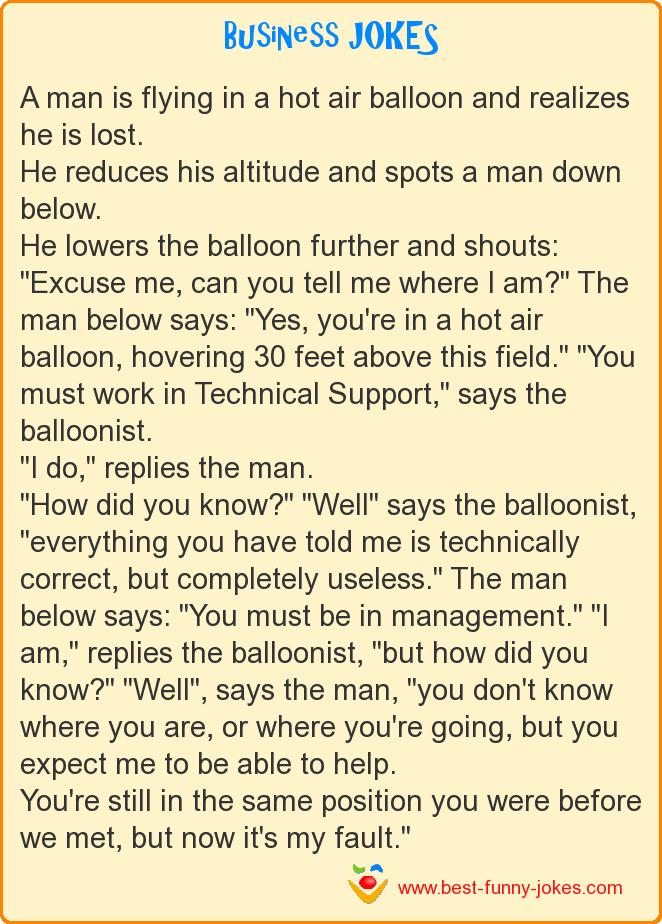 A man is flying in a hot air b