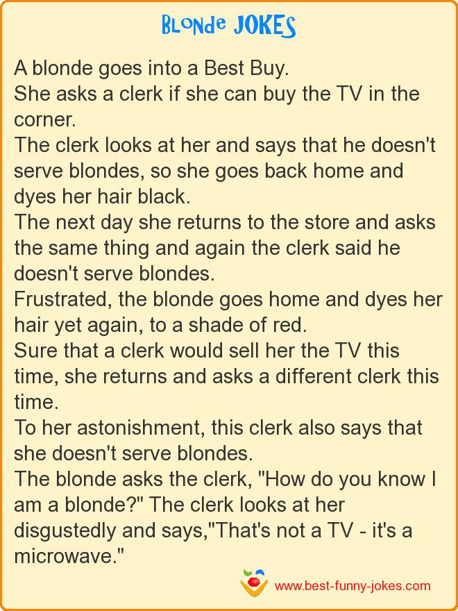 A blonde goes into a Best Buy.