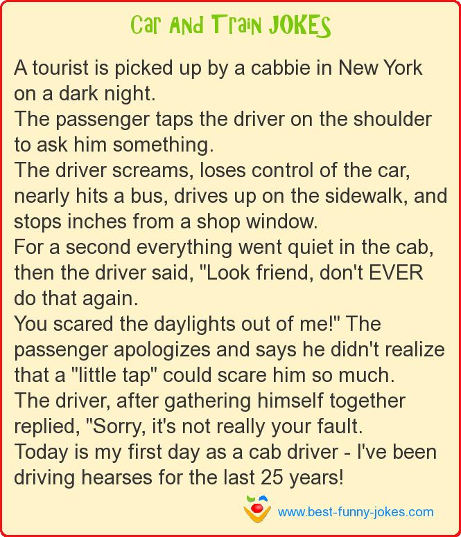 A tourist is picked up by a ca