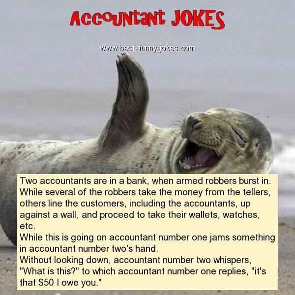 Two accountants are in a bank,