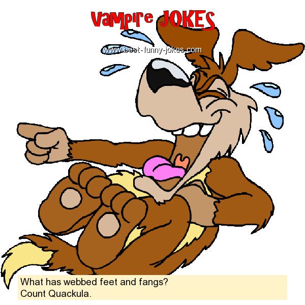 What has webbed feet and fangs