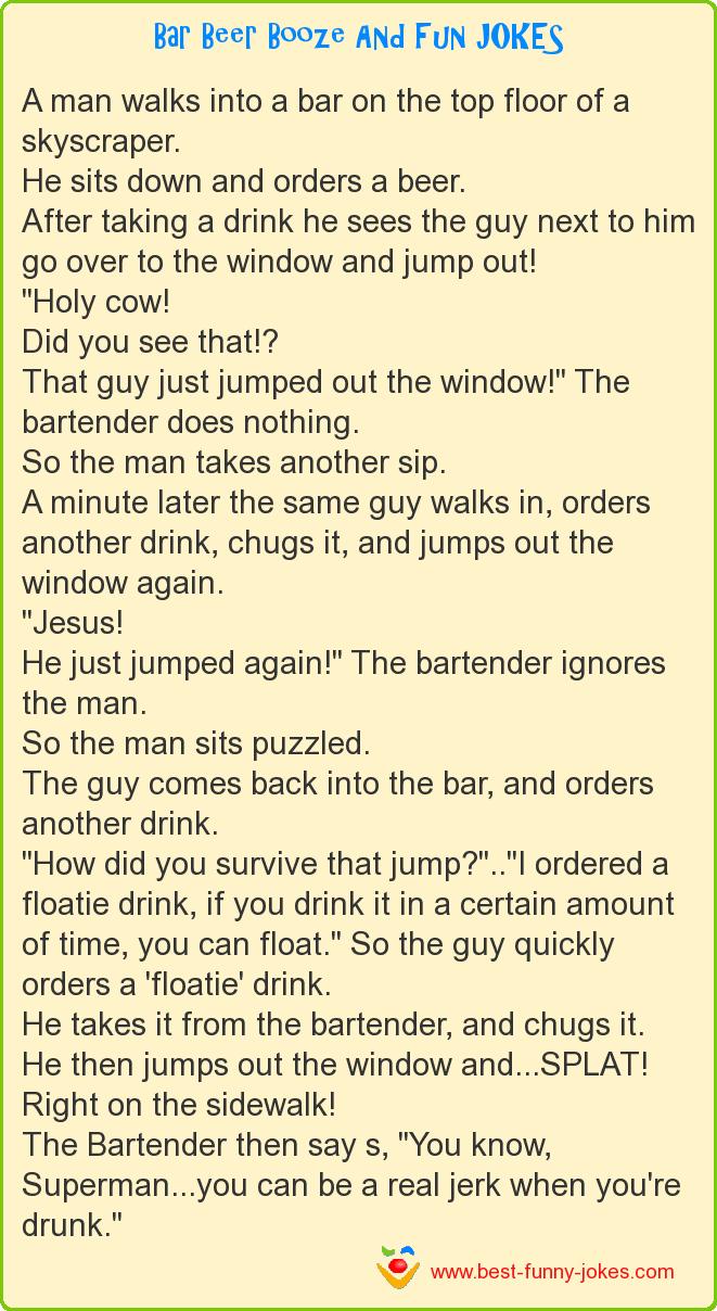 Bar Beer Booze And Fun Jokes: A man walks into a b...